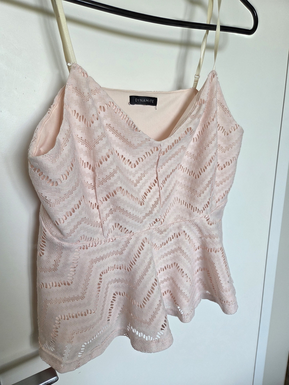 Dynamite Light Pink Lace Peplum Camisole